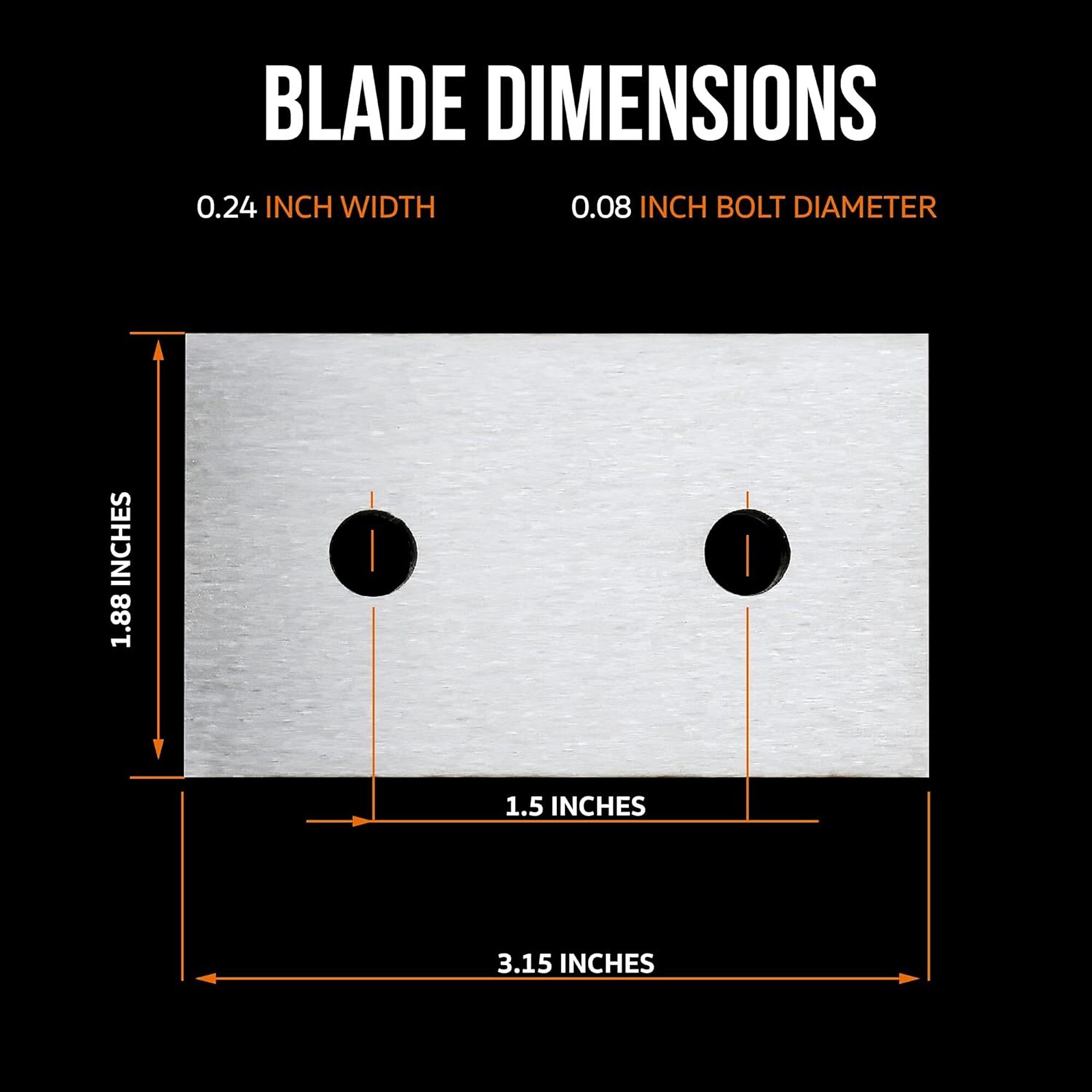 SuperHandy Replacement Blades for Compact Wood Chipper — 3.15in. x 1.9in. x 0.24in., Cr12Mov Steel, 2 Pcs, Model# TRI-GUO100